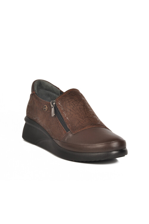 Brown Genuine Leather Orthopedic Womens Casual Shoes 3515 Z