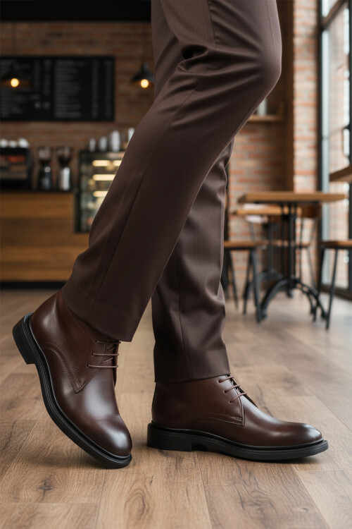 Kahverengi Bağcıklı Hakiki Deri Erkek Bot AG1188-1013 M