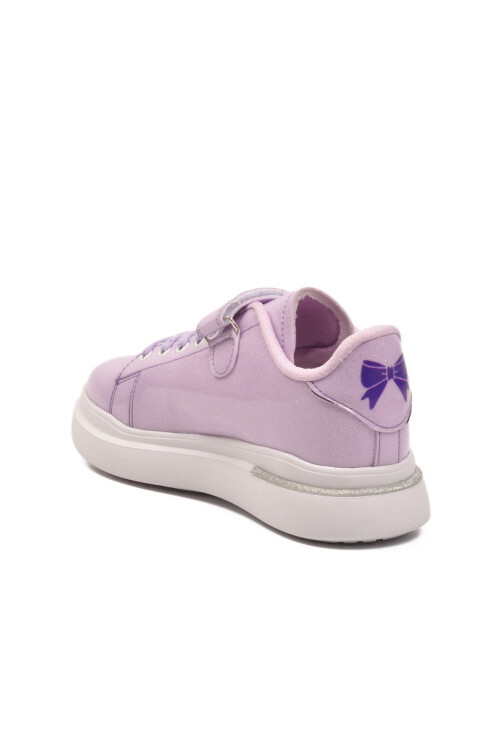 Lilac Patent Leather Glittery Velcro Lightweight Girls Sneakers 2540-26K F