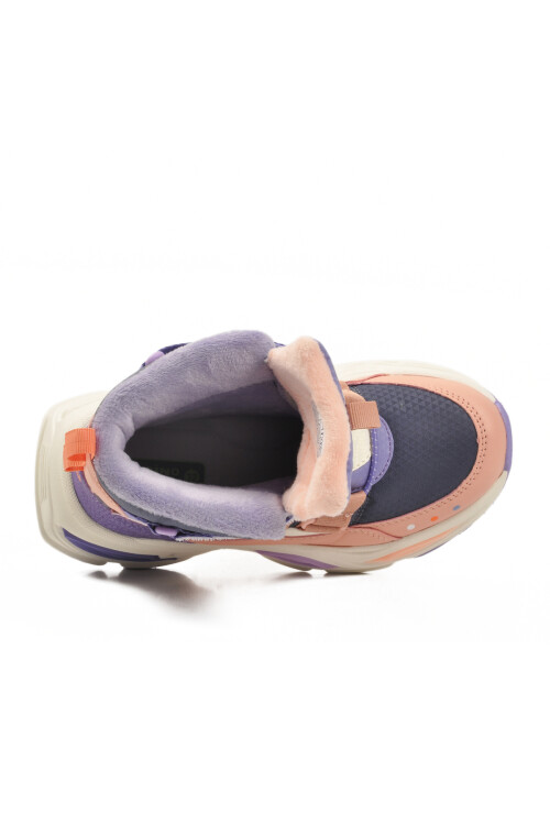 Pudra Cırtlı İçi Polarlı Soğuğa Dirençli Kaymaz Kız Çocuk Bot 2087 F