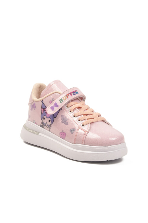 Powder Patent Leather Glittery Velcro Lightweight Girls Sneakers 2540-26K F