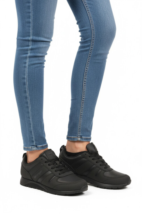 Siyah Bağcıklı Hafif Esnek Unisex Spor Ayakkabı Elraen G