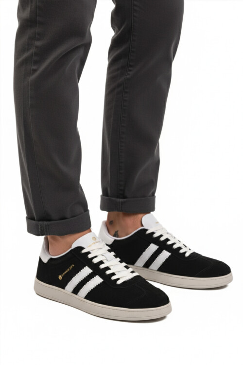 Black White Lace-Up Lightweight Mens Sneakers 102 24155 Kamiq M