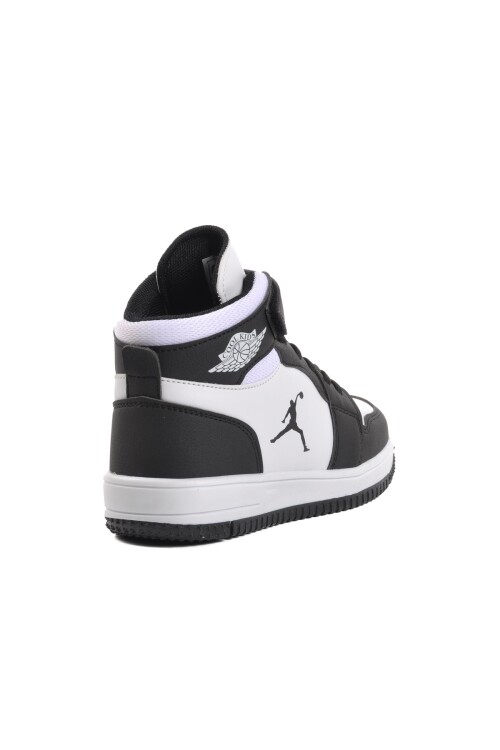 Black-White Artificial Leather Childrens Sneakers Haykat Long F