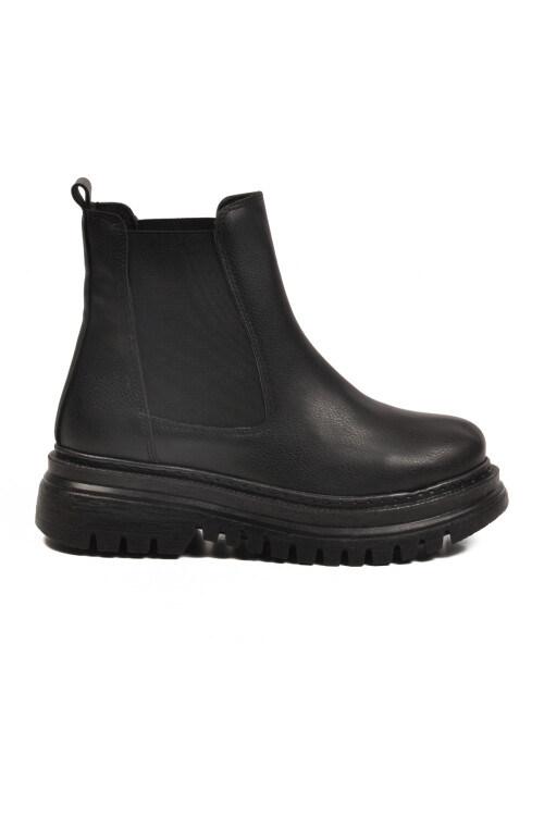 Siyah Cilt Kürklü Kolay Giyilebilir Kaymaz Kadın Chelsea Bot 473093 Z