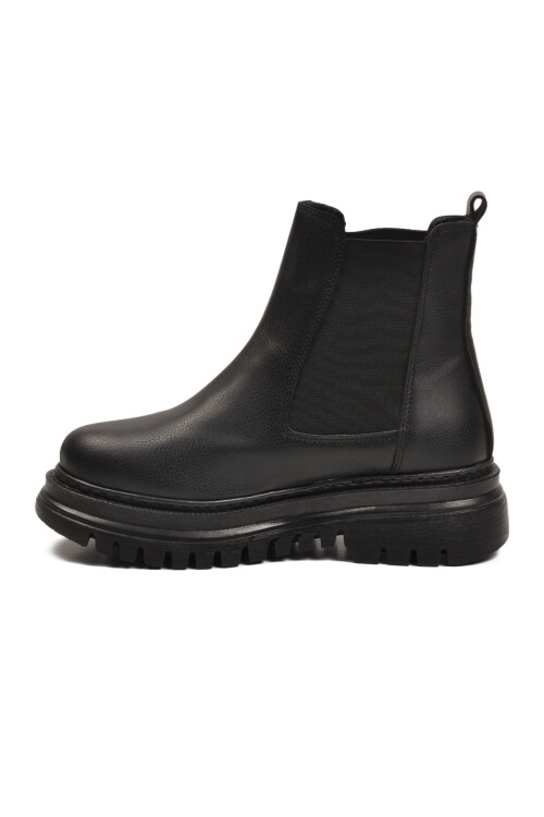 Siyah Cilt Kürklü Kolay Giyilebilir Kaymaz Kadın Chelsea Bot 473093 Z