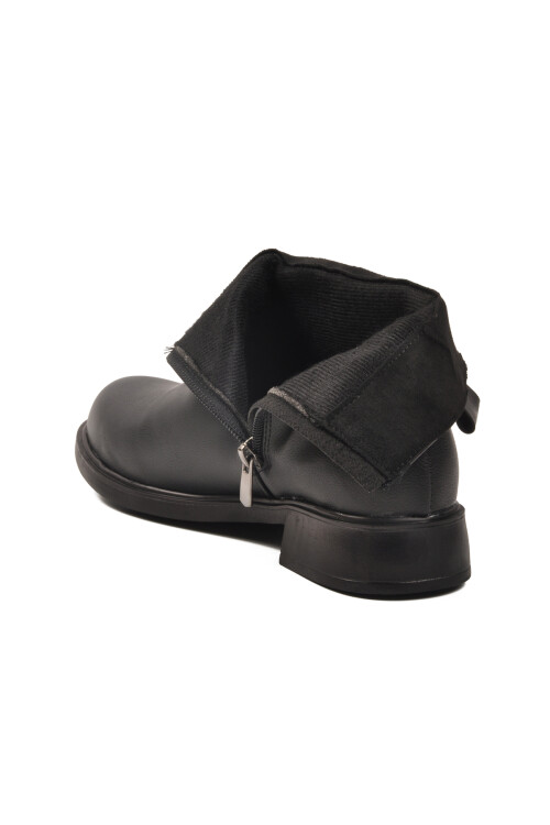 Siyah Cilt Fermuarlı Kaymaz İçi Polarlı Kadın Bot 209144 Z