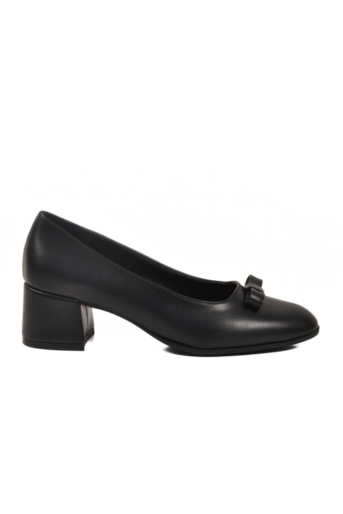 AyakmodBlack Skin Bow Ribbon Women's High Heel Shoes 519081 Z