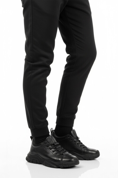 Siyah Floter Hakiki Deri Dar Kalıp Erkek Casual Ayakkabı 260037 M