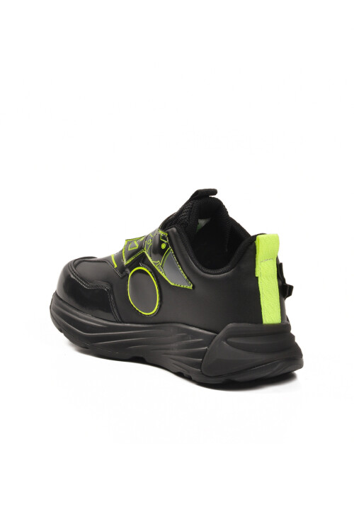 Black Yellow Velcro Boys Sports Shoes 2044 P