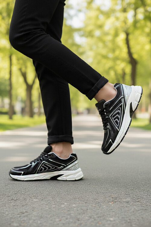 Black Silver Memory Sole Lightweight Flexible Mesh Unisex Sneakers Dipper G