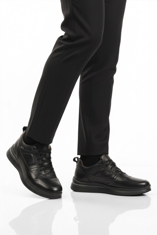 Siyah Hakiki Deri Ortopedik Erkek Casual Ayakkabı 252070 M