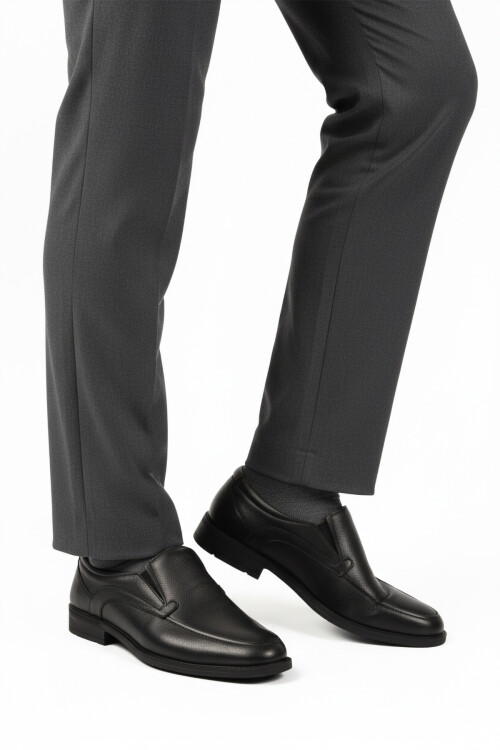 Black Laceless Leather Gel Sole Anatomic Mens Casual Shoes 301 M