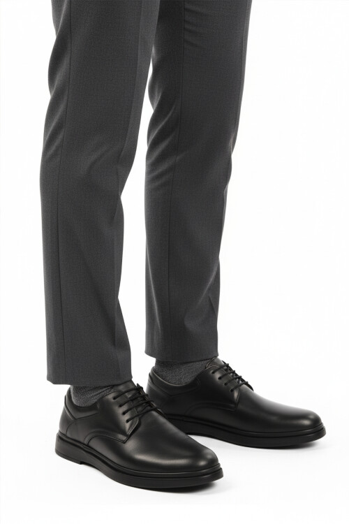 Black Genuine Leather Mens Casual Shoes DSN 2027 M