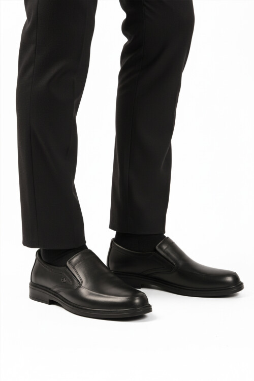 Black Genuine Leather Mens Casual Shoes DSN 2036 M