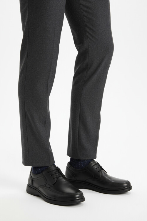 Black Genuine Leather Mens Casual Shoes DSN 2038 M