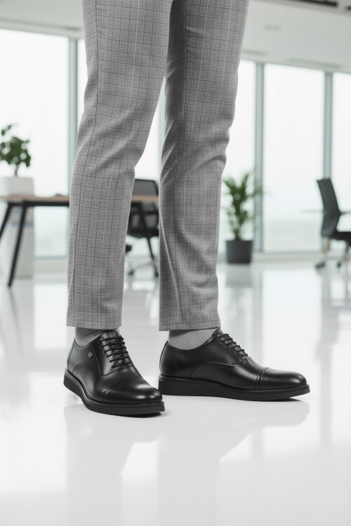 Siyah Eva Taban Hafif Hakiki Deri Erkek Klasik Ayakkabı 3250 M