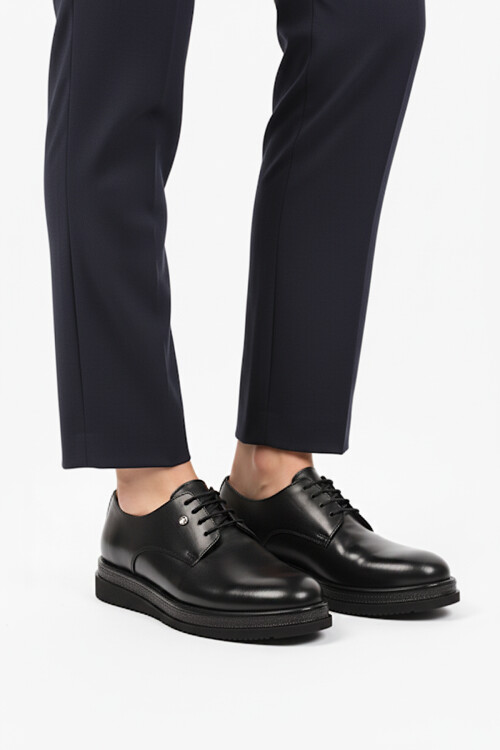 Siyah Hafif Hakiki Deri Eva Taban Erkek Klasik Ayakkabı 361004 M