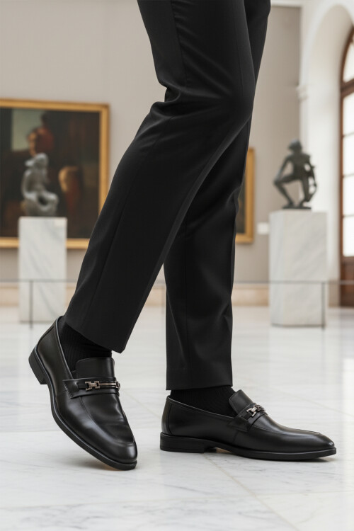 Black Genuine Leather Non-Slip Sole Mens Classic Shoes 854-TM