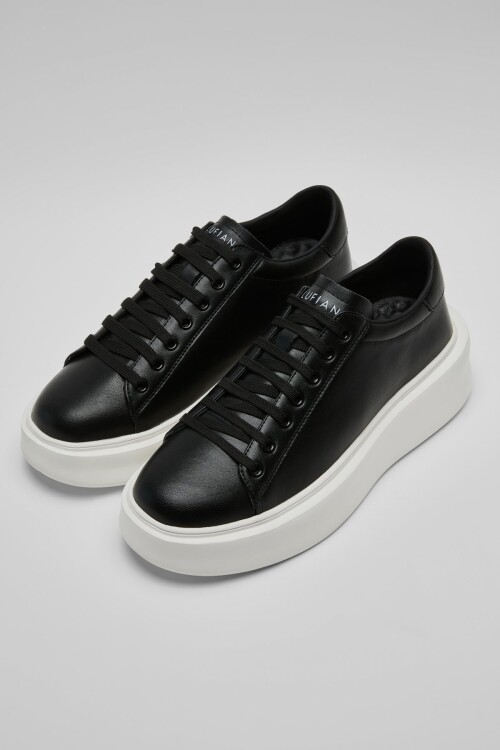 Siyah Hakiki Deri Bağcıklı Erkek Sneaker Gage M