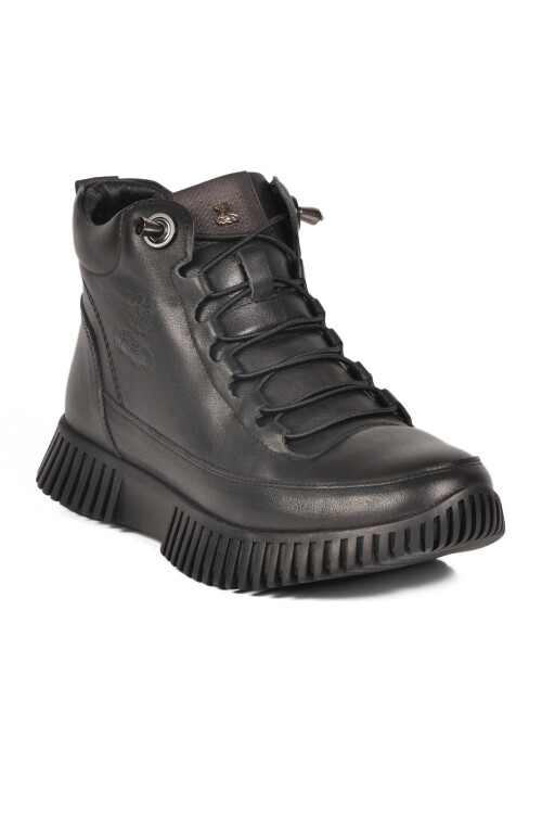 Black Genuine Leather Womens Boots 25405001K Z