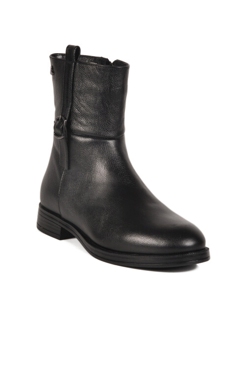 Black Genuine Leather Womens Boots with Polar Fleece Inside 2552701K Z
