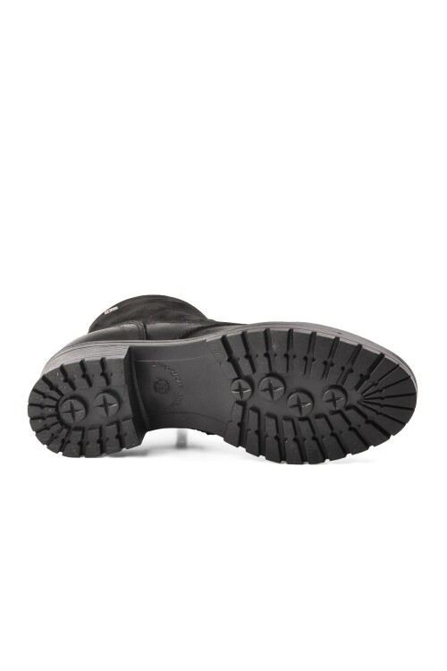 حذاء نسائي أسود من الجلد الطبيعي مع بطانة داخلية من الصوف غير قابلة للانزلاق 3312K Z