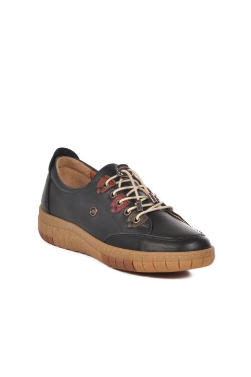 Black Genuine Leather Orthopedic Womens Casual Shoes 401 Z