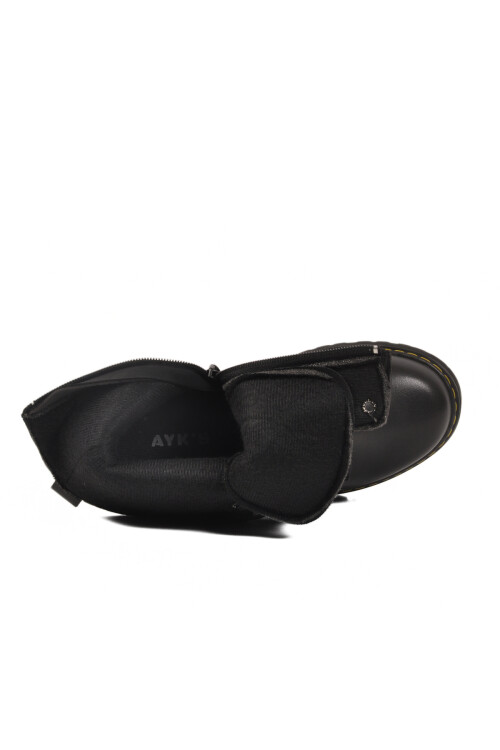 Black Polar Fleece Lace-Up Zippered Non-Slip Girls Boots Dale 05 F