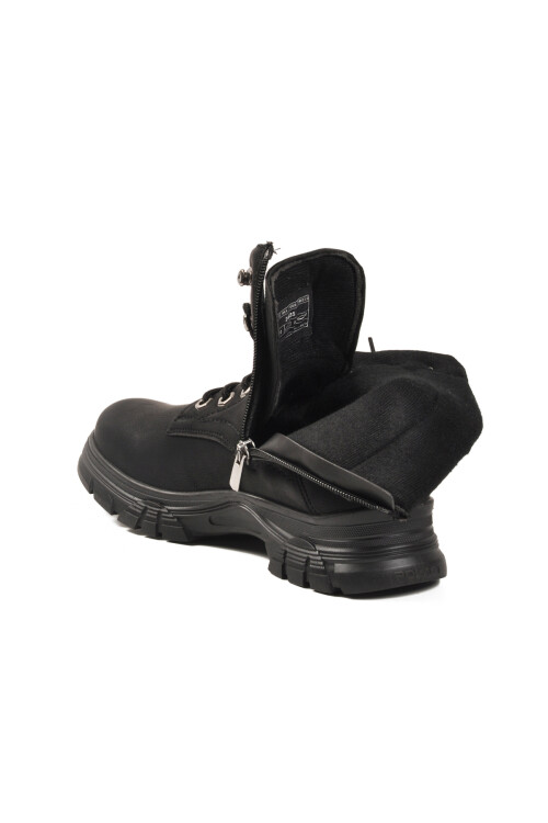 حذاء نسائي أسود من الصوف القطبي بسحاب ونعل مانع للانزلاق 24035 Z