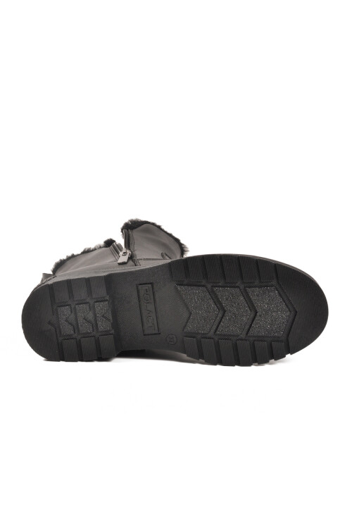 حذاء نسائي أسود من الصوف القطبي بسحاب ونعل مانع للانزلاق 23003 Z