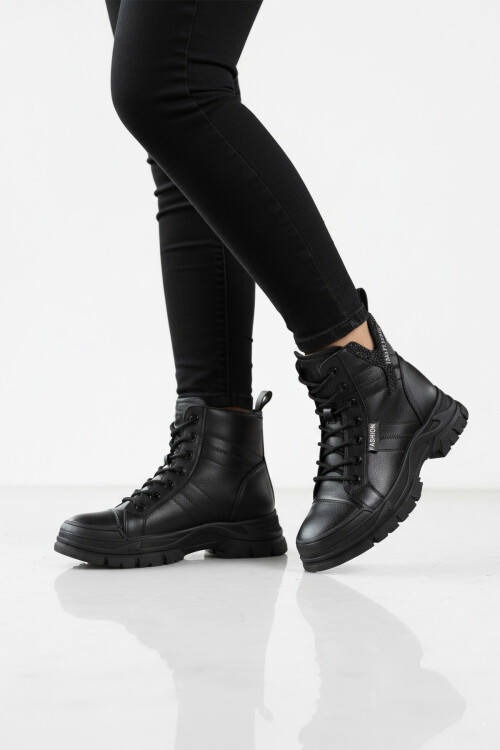 Black Polar Fleece Non-Slip Sole Womens Boots 24K310-14 Z