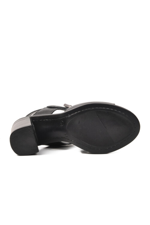 Siyah Hakiki Deri Kadın Topuklu Sandalet 9750 Z