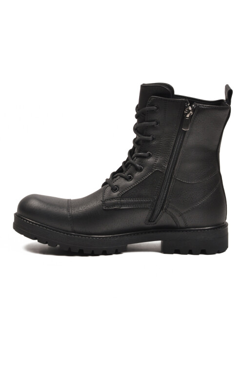 Siyah İçi Polarlı Kaymaz Bağcıklı Fermuarlı Erkek Postal Bot 347 M