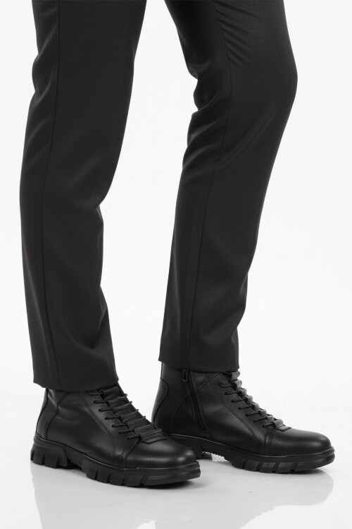 Siyah İçi Polarlı Kaymaz Fermuarlı Erkek Bot 660 M