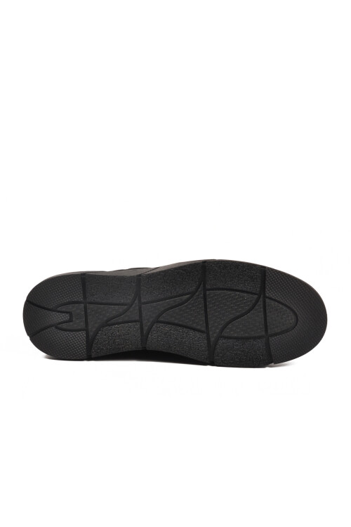 حذاء كاجوال رجالي من الجلد الطبيعي ذو رباط مطاطي باللون الأسود مقاس 137 م