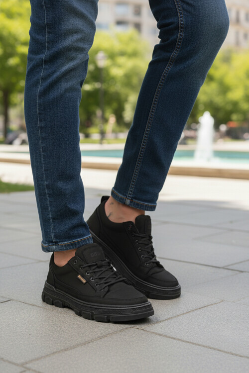 Siyah Nubuk Hakiki Deri Erkek Casual Ayakkabı 260081 M