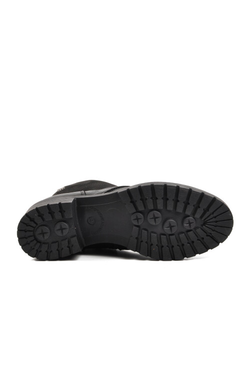 Siyah Nubuk Hakiki Deri Kaymaz İçi Polarlı Kadın Bot 3312K Z