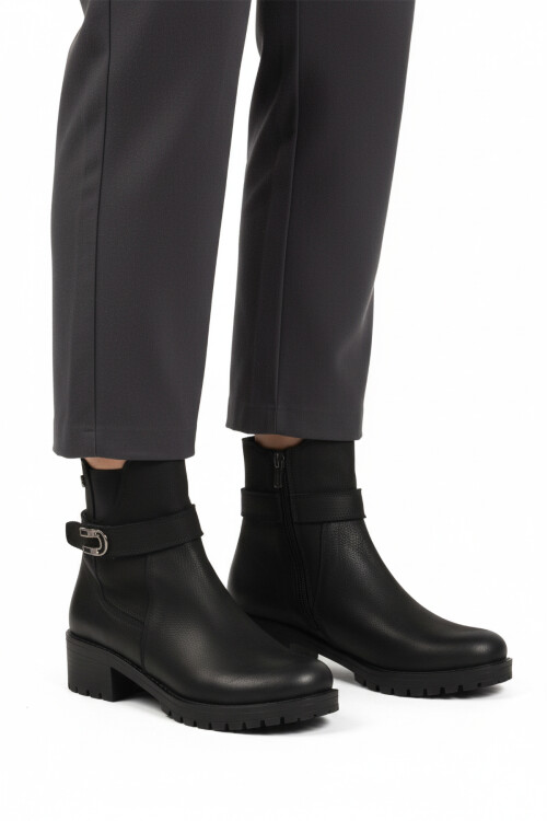 Black Nubuck Genuine Leather Polar Non-Slip Womens Boots 3376K Z