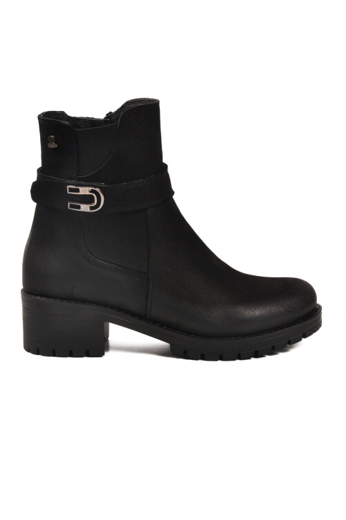 Black Nubuck Genuine Leather Polar Non-Slip Womens Boots 3376K Z