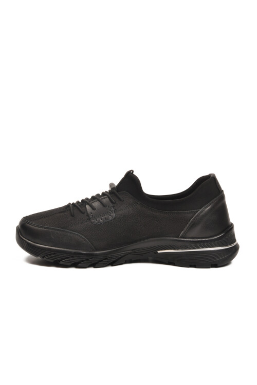 Siyah Nubuk Hakiki Deri Anatomik Kadın Casual Ayakkabı PLV061 Z