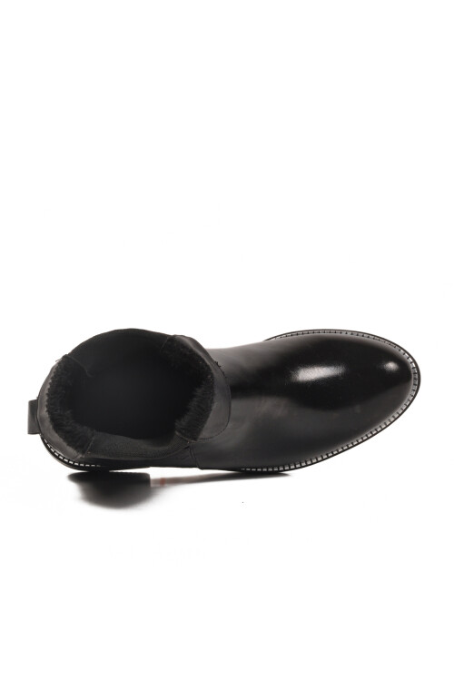 Siyah Kürklü Kaymaz Kolay Giyilebilir Elastik Kadın Bot PC-55086 Z