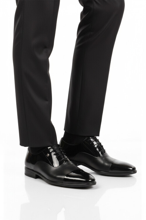 Siyah Rugan Hakiki Deri Erkek Klasik Ayakkabı 2805 M