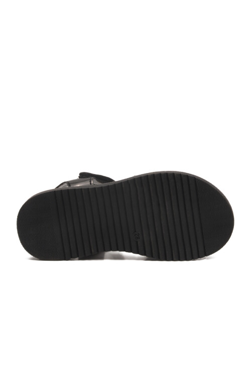 Siyah Simli Cırtlı Ortopedik Kız Çocuk Sandalet 25T105 P