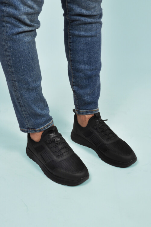 Black Lightweight Flexible Lock Lace-Up Mens Sneakers Nans 6006 M