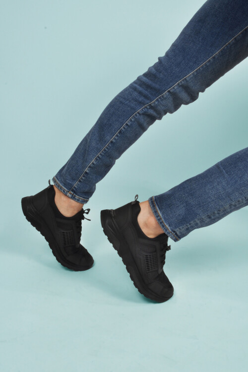 Black Lightweight Flexible Lock Lace-Up Mens Sneakers Nans 6006 M