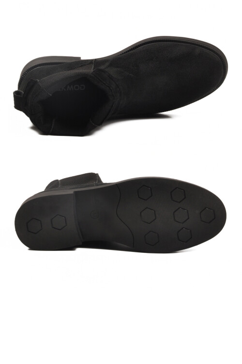 Siyah Süet Polarlı Kolay Giyilebilir Kaymaz Kadın Chelsea Bot 284097 Z