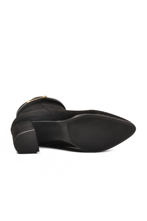 Siyah Süet Fermuarlı İçi Kürklü Kadın Topuklu Bot 547815 Z