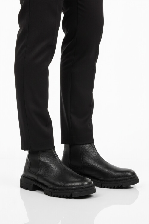 Siyah İçi Polarlı Kaymaz Soğuğa Dirençli Erkek Chelsea Bot 748 M