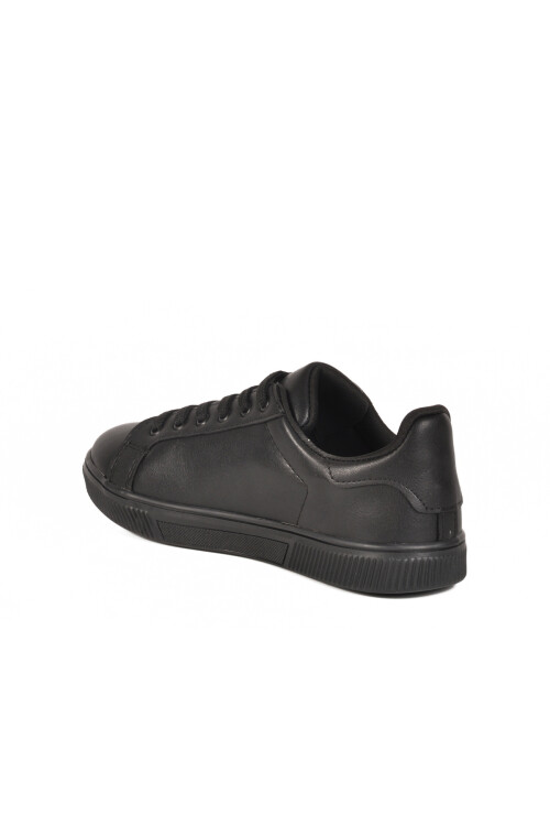 AyakmodSiyah Cilt Bağcıklı Hafif Kadın Spor Ayakkabı Mota 600 G